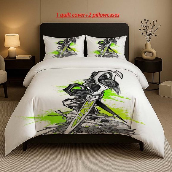 Sci-Fi Style Axe Hammer Illustration Pattern Three-Piece Set Soft And Comfortable Bedding Set Available in All Seasons