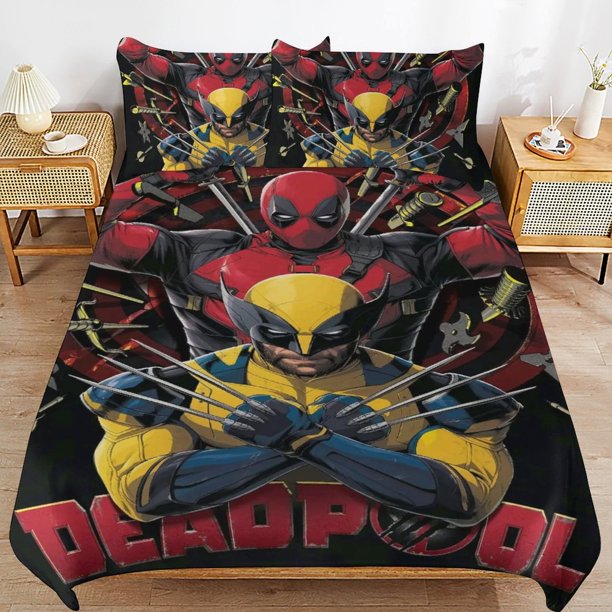 Deadpool Bedding Sets Ultra Soft Skin-Friendly Duvet Cover 3 Piece, Cute Comforter Cover Bed Set for Boys Girls Kids