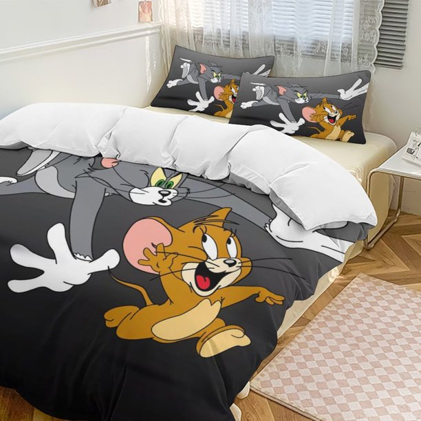 Tom And JerryCartoon Collection 3-Piece Comforter Set, Personalized Bedding Decor for Kids And Teens Bed Sheets