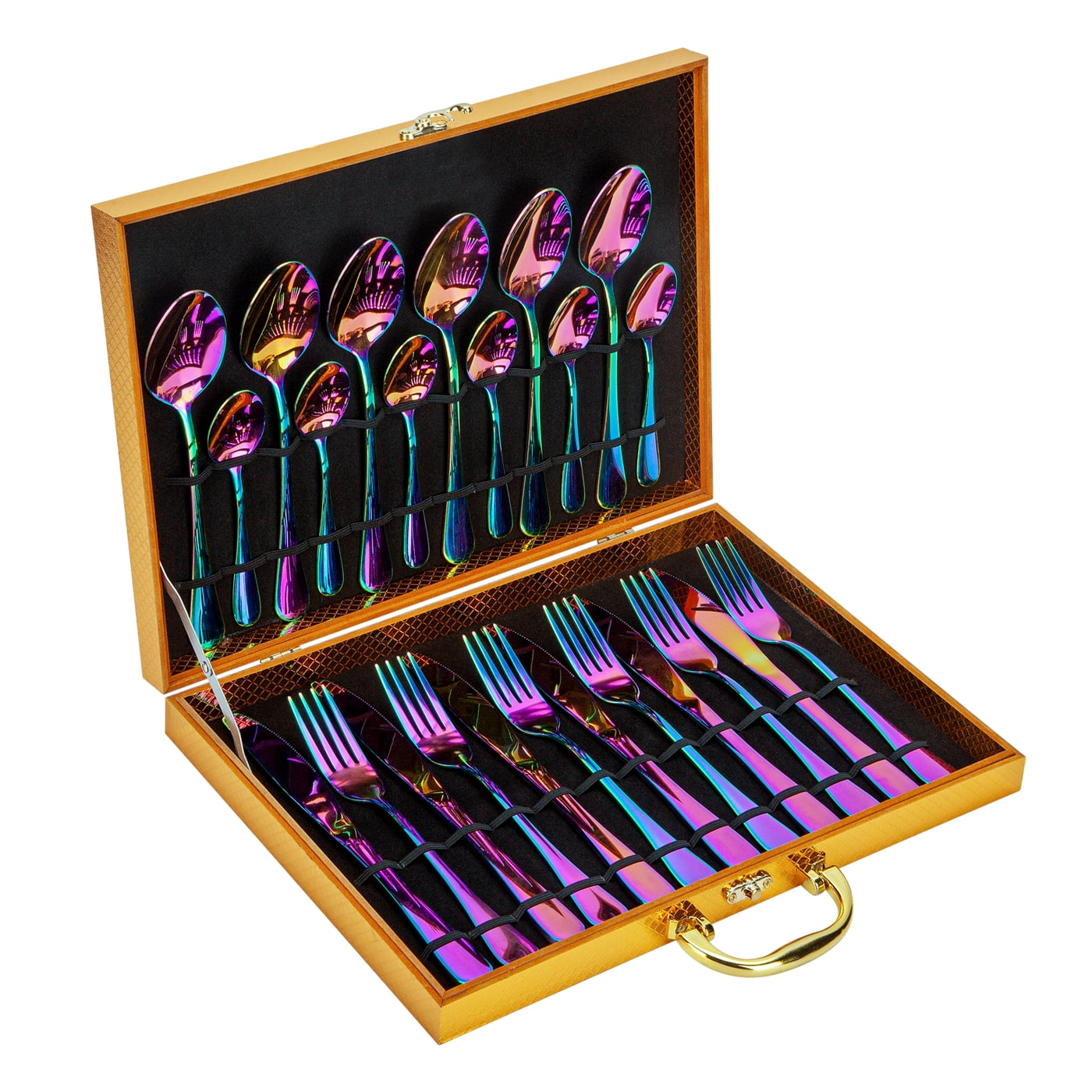 Chefchoice - Maleta Dorada De Cubiertos De Lujo 24 Piezas Color-dornasol