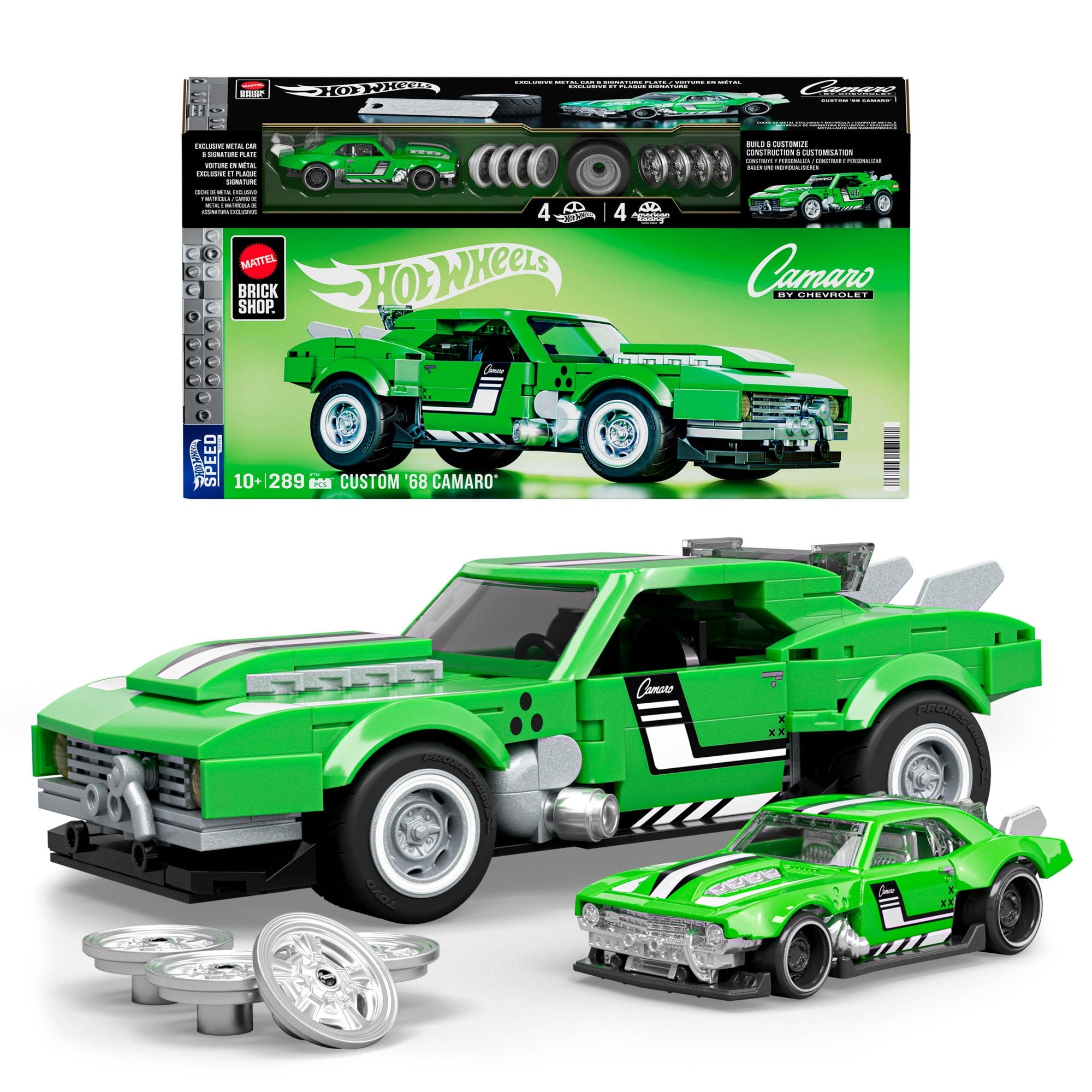 Auto Mattel Brick Shop Hot Wheels Custom 68 Camaro Armable 8+