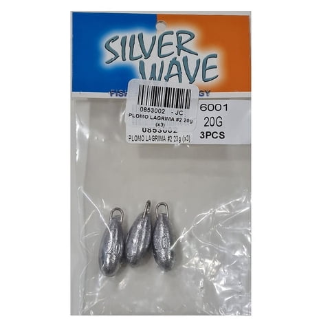Silver Wave - Plomo De Pesca Forma Lagrima 20 Grs 3 Unidades -