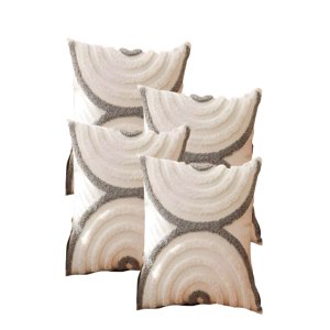 Genérico - Pack De 4 Fundas De Cojin Tufting 45X45 Cm Beige 07