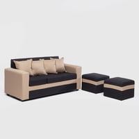 Nevi Express - Sofa Roma 2 Puff Nevi Bicolor Negro Y Beige