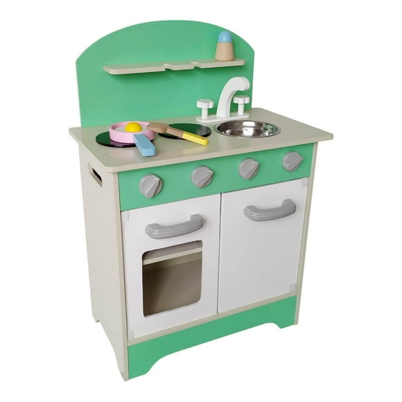 Cocina de Madera con Accesorios Verde
