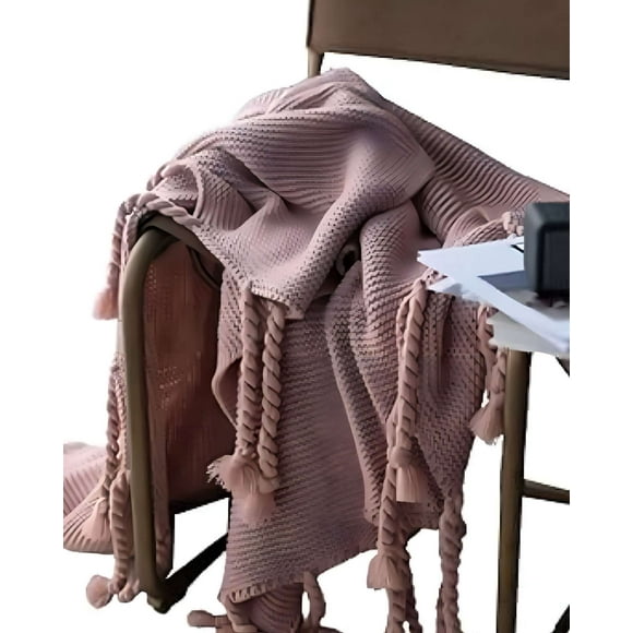 Manta Chenille Con Flecos De Soga Decorativa Para Cama O Sofa
