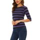 thumbnail image 4 of INSPIRE CHIC Camiseta Básica de Mujer con Mangas al Codo Cuello Redondo Ajustada Regreso a Clases Camiseta Casual Estampada Negro Púrpura 3XL, 4 of 6