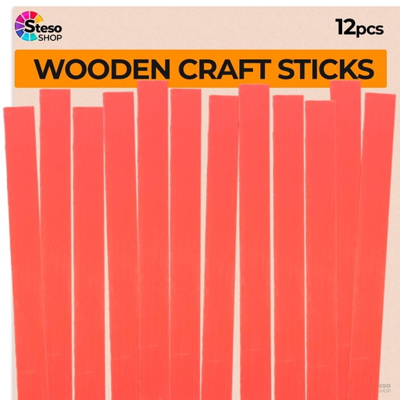 Palitos para manualidades StesoSHOP de madera de haya, 12 piezas, 26 cm, impermeables