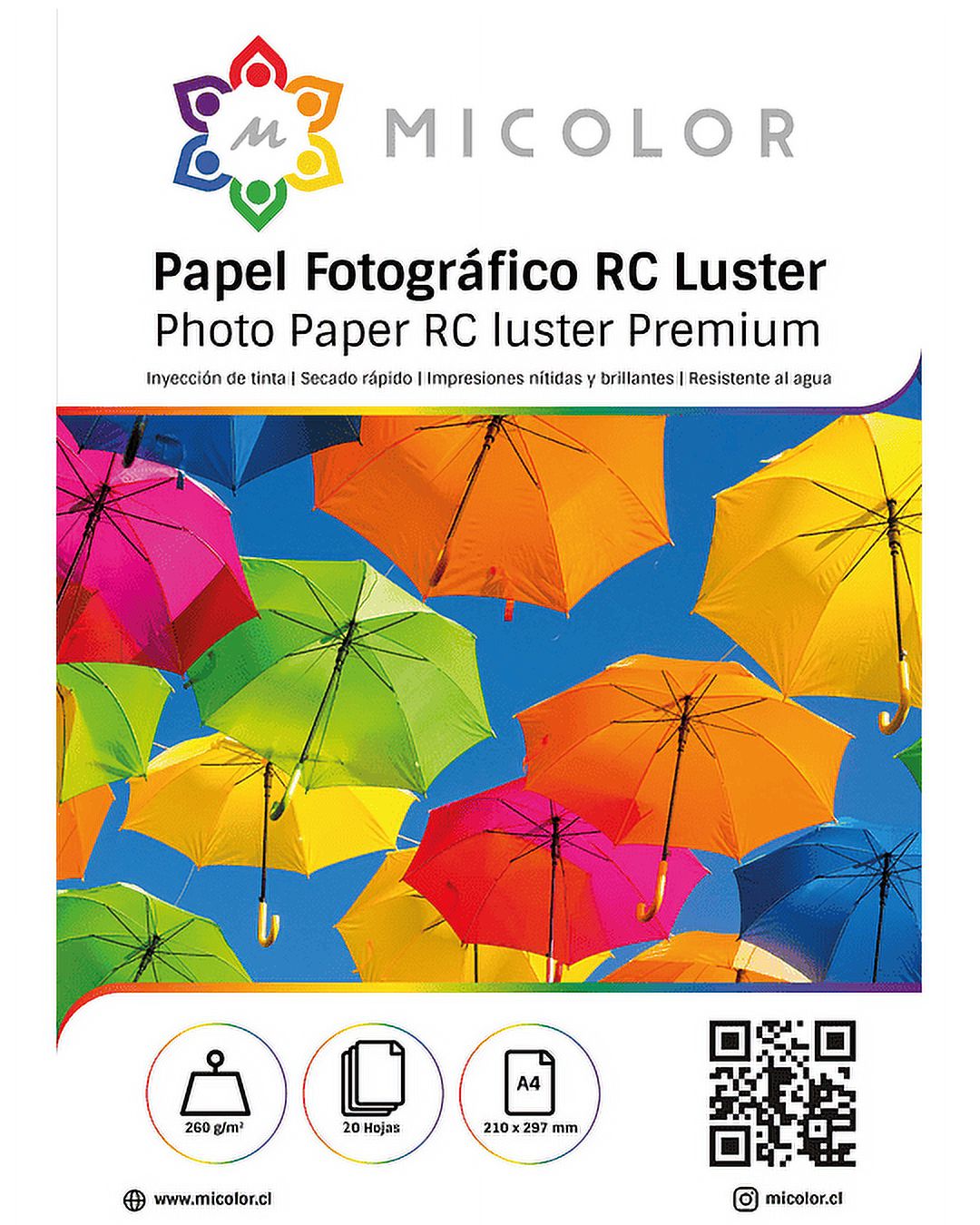 Micolor - Papel Fotografico Premium Rc Luster A4 260 G 20 Hojas