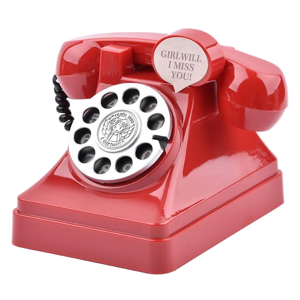 Teléfono Retro Hucha Teléfono Caja de Ahorro de Dinero Escultura Decoración de Mesa Dial Teléfono Tarro de Ahorro de Dinero para Dormitorio Estante de rojo