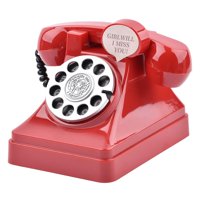 Magideal - Teléfono Retro Hucha Teléfono Caja De Ahorro De Dinero Escultura Decoración De Mesa Dial Teléfono Tarro De Ahorro De Dinero Para Dormitorio Estante De Rojo