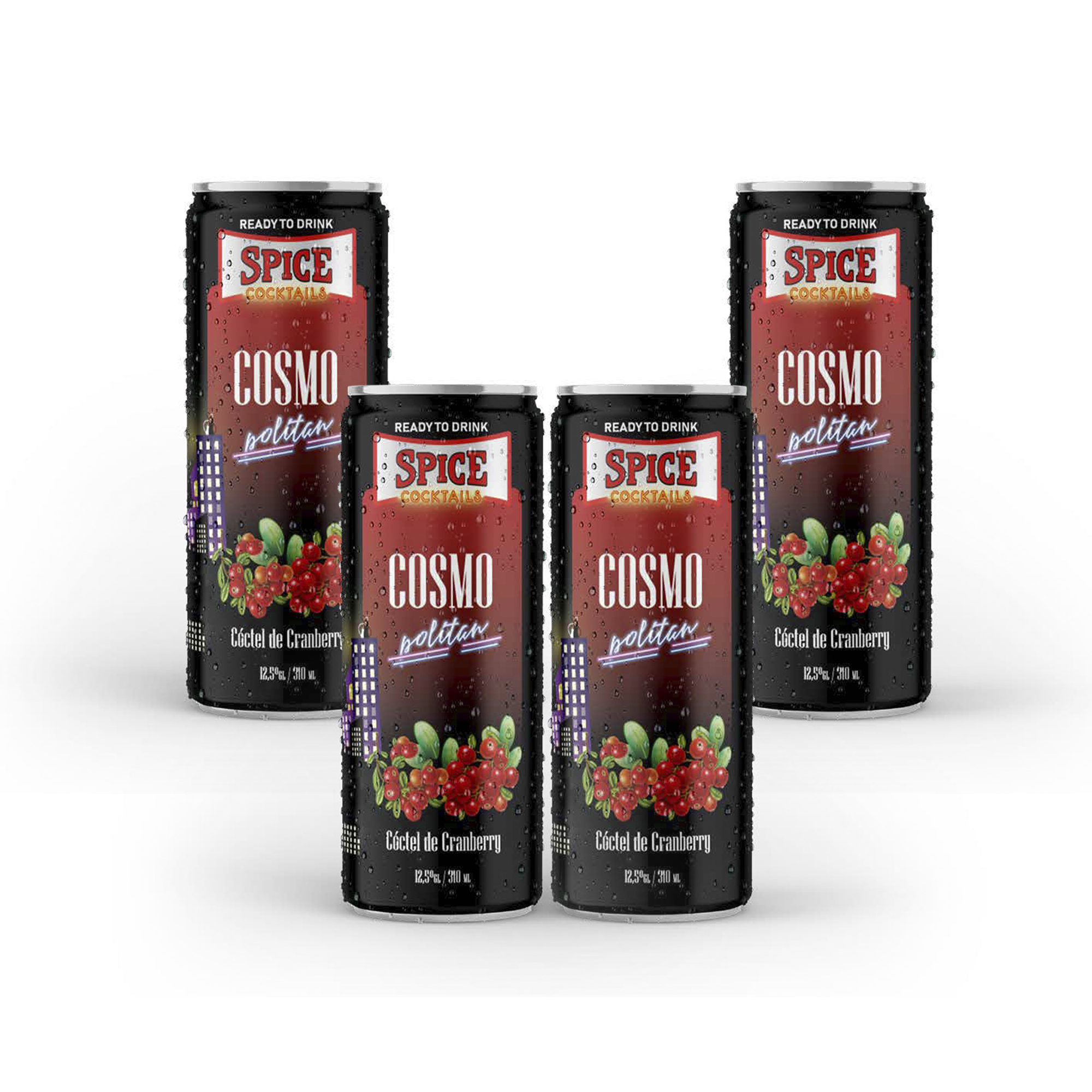 Spice Cocktails - Pack Cóctel Cosmopolitan Latas De 310 Cc, 4 Unidades