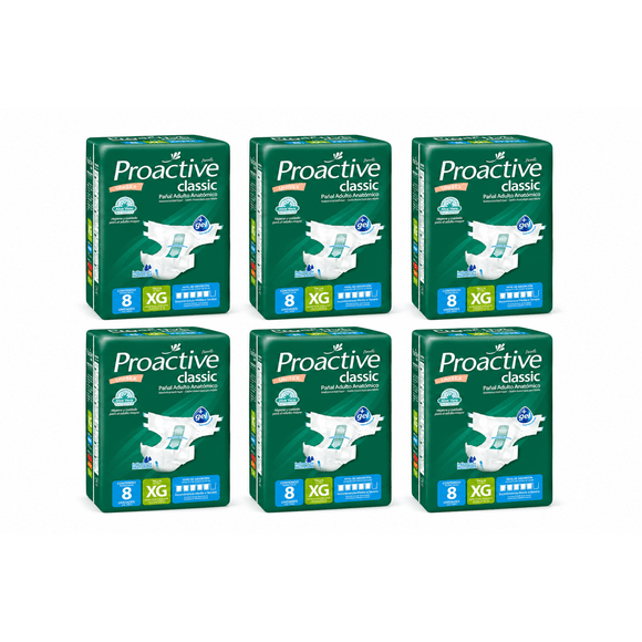 Pack 6 Pañales Adulto Proactive Classic Unisex Talla Xg 8 Un