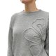 thumbnail image 5 of INSPIRE CHIC Top de Punto con Hombros Caídos y Flores 3D para Mujer Cuello Redondo Acanalado Manga Larga Grande Gris, 5 of 6