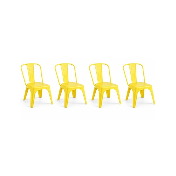 Pack 4 Sillas Tolix Kids De Polipropileno - Amarillo