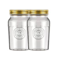 Nadir - Set 2 Frascos Americano Vintage Vidrio 1000Ml Tapa Dorada