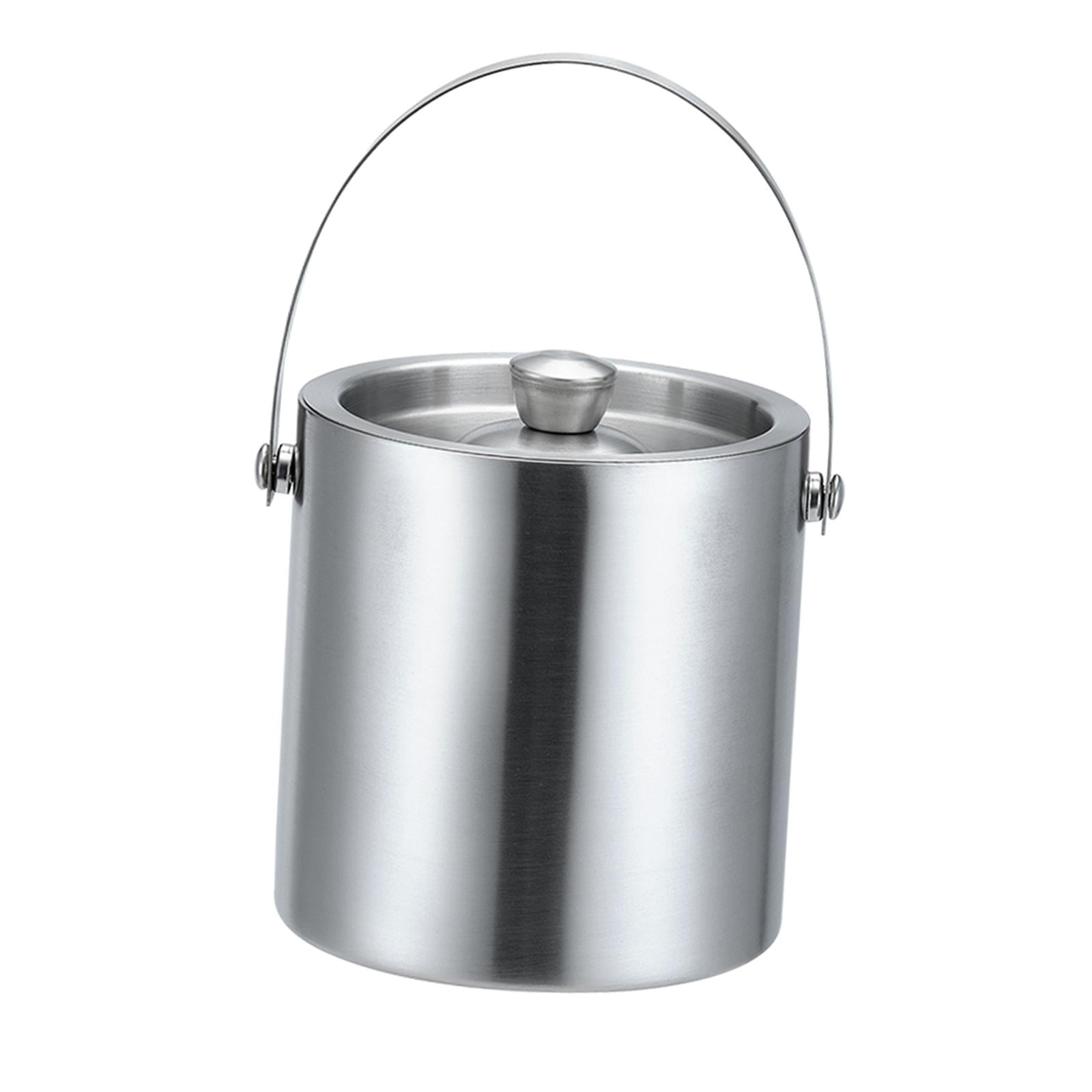 Magideal - Cubo De Hielo Pequeño, Cubo De Hielo De Acero Inoxidable Con Tapa, Asa De Transporte Cómoda, Ideal Para Coctelería, Champán, Vino Y Cerveza Fría , 1,6l 1.6l