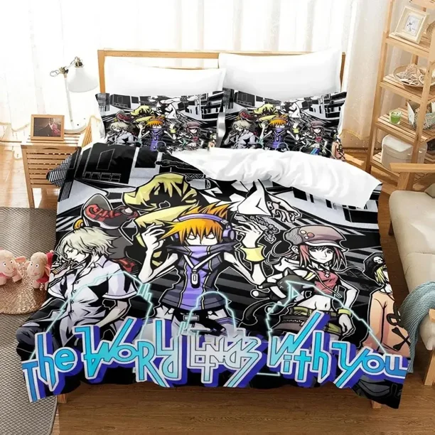 Game The World Ends With You Bedding Set Boys Girls Size Sakuraba Neku Duvet Cover Pillowcase Bed Kids Adult Bed Sheets