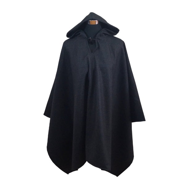 Poncho Mouflon Capucha 100% Lana - Largo - Azul Marino