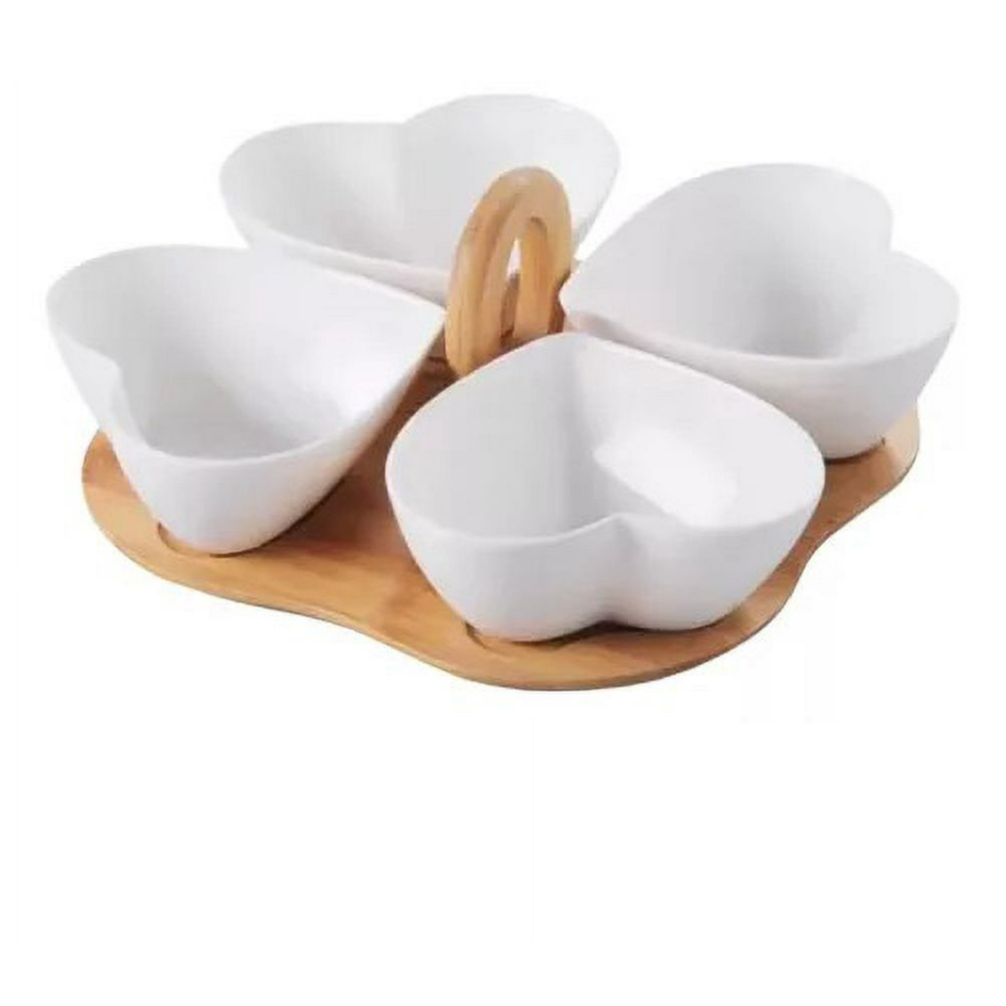 Genérico - Tabla Aperitivos Redonda 4 Corazones Pocillos Picoteo