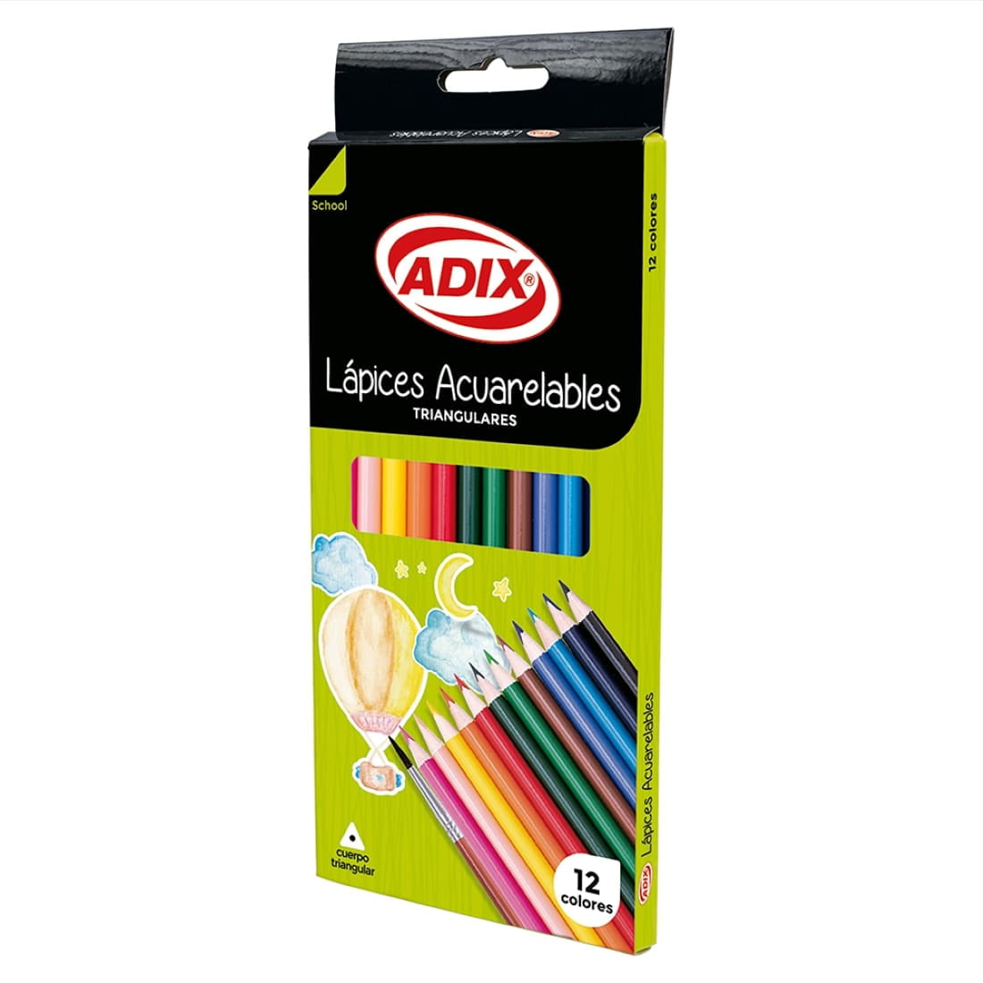 Adix - Lápices De Madera Triangular Acuarelable 12 Colores