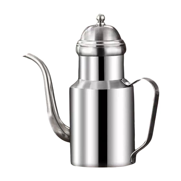 Botella Dispensadora de Aceite de Acero Inoxidable con Recipiente, Vertido Suave, Portátil, Fácil de Limpiar, para Uso Doméstico con Aceite de Oliva. Plata