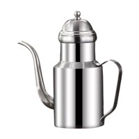 Magideal - Botella Dispensadora De Aceite De Acero Inoxidable Con Recipiente, Vertido Suave, Portátil, Fácil De Limpiar, Para Uso Doméstico Con Aceite De Oliva. Plata