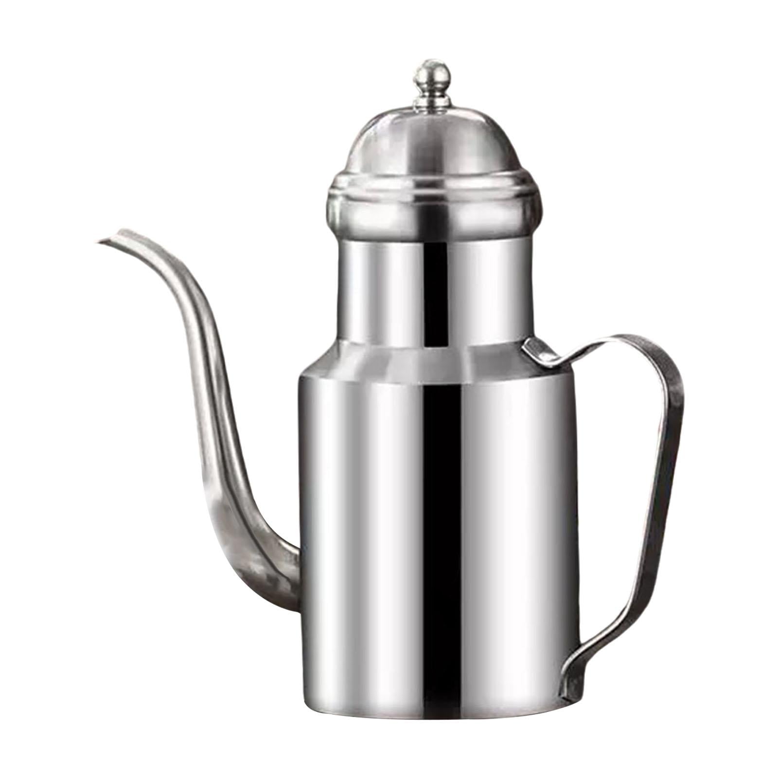 Magideal - Botella Dispensadora De Aceite De Acero Inoxidable Con Recipiente, Vertido Suave, Portátil, Fácil De Limpiar, Para Uso Doméstico Con Aceite De Oliva. Plata