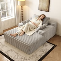 M&Ms - Chaise Lounge Chair Indoor, Oversized Upholstered Sofa Bed, Sleeper Couch Reading Chairs Fluffy Plush Faux Fur Cloud Sofas Couches For Living Room,Grey