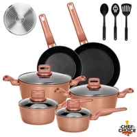 Chefchoice - Bateria De Cocina Ceramica Antiadherente Aluminio 13 Piezas Oro Rosa