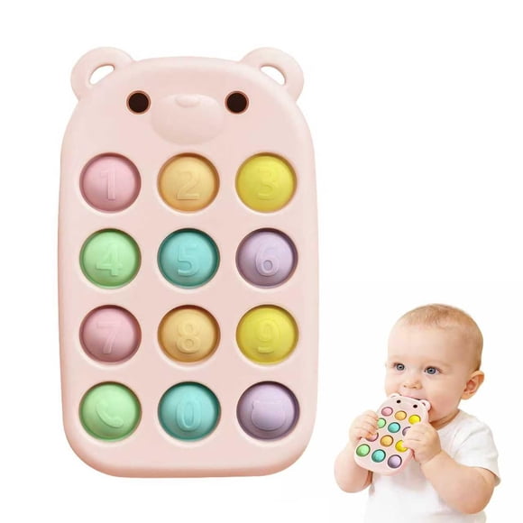 Juguete Mordedor Para Bebé Con Forma De Teléfono De Silicona Tipo Pop It Libre De Bpa