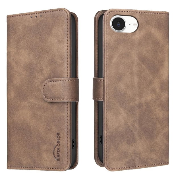 Funda Billetera para iPhone 16E Protección RFID y Soporte Ajustable Marrón