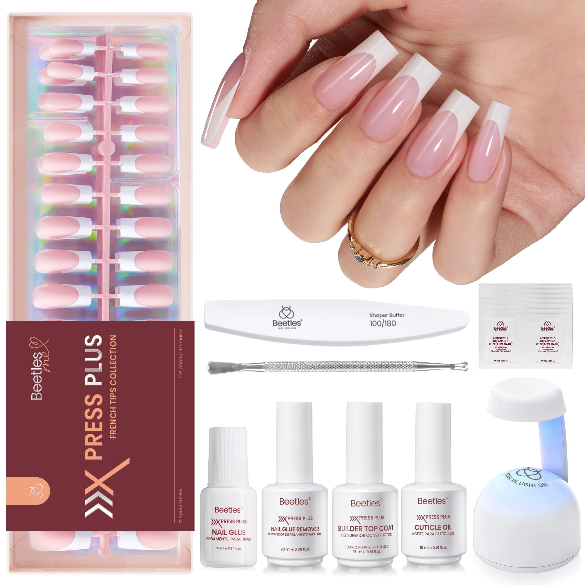 Kit Press On Nails Beetles X Press Plus Rose French Pink