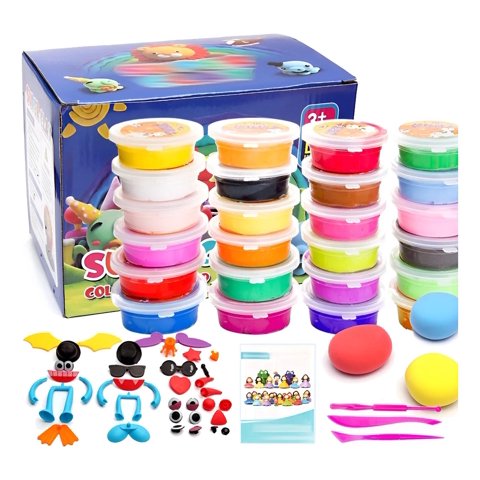 Genérica - Arcilla Mágica 24 Colores + Herramientas + Manual Magic Clay