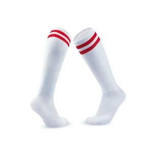 Genérico - Calcetines Futbol Pack 10X Calidad A - Blanco Rayas Rojas