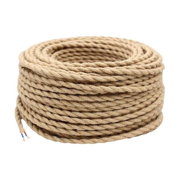 Cable de luz de cuerda eléctrica, cable eléctrico trenzado, proyectos de iluminación DIY, cables eléctricos de cáñamo textil de 5M, cuerda de cáñamo