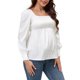 thumbnail image 1 of INSPIRE CHIC Mujeres Blusas Maternidad con Nido de Abeja Cuello Cuadrado Manga Larga Camisas Básicas de Embarazo S Blanco, 1 of 5
