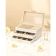 thumbnail image 2 of Caja de joyería Enthralite de 3 niveles con tapa de vidrio blanca, 2 of 9