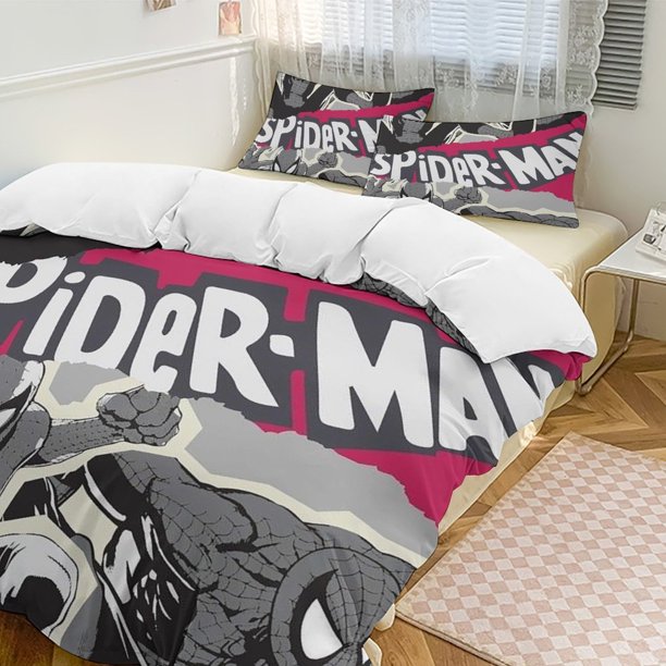 Spider-Man 3-Piece Twin Bed Set - Includes 1 Single Quilt And 2 Pillow Cases Bedding - Fade Resistant Microfiber - Spider