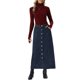 thumbnail image 2 of INSPIRE CHIC Falda de Mezclilla para Mujer de Largo Medio con Botones en Línea H Falda Larga de Jean XS Azul Oscuro, 2 of 6