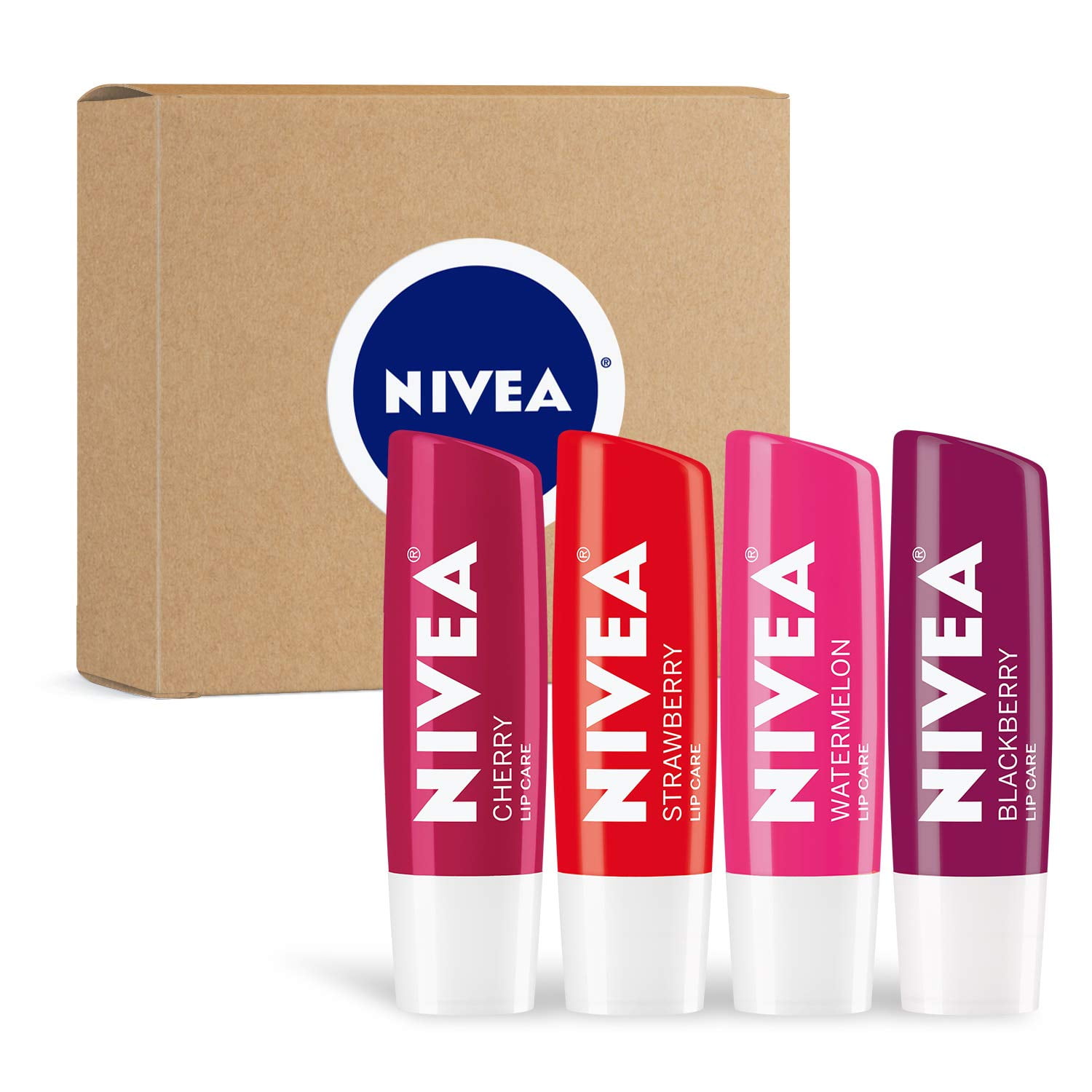 Bálsamo Labial Nivea Fruit Variety Pack, Tintado, 4 X 5 Ml (paquete De 1)