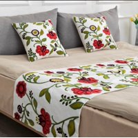 Angeles Del Hogar - Piecera Bordada Con 2 Fundas De Cojin 2 Plazas Y King