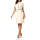 thumbnail image 2 of INSPIRE CHIC Vestido a la Rodilla para Mujeres Cuello Redondo Manga Corta Perlas Decorativas Vestido Ajustado de Negocios Elegante XS Blanco Crema, 2 of 6