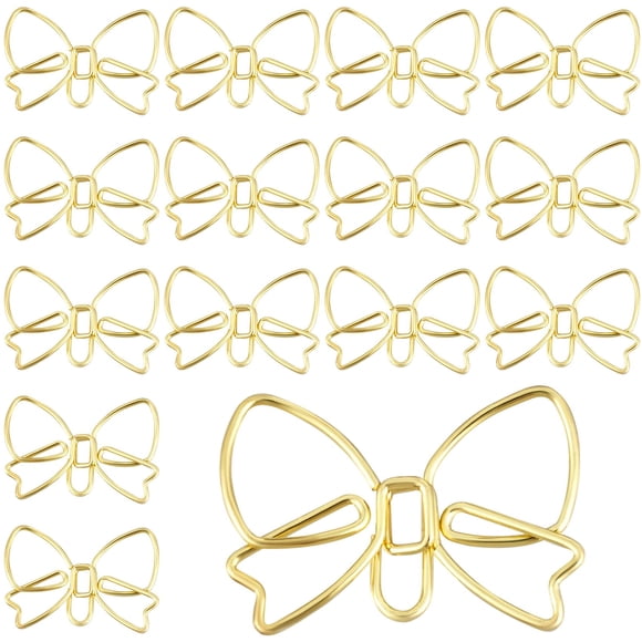 Clips de papel YALOJE forma de lazo 2,1 x 3 cm dorado - paquete de 15