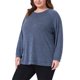 thumbnail image 4 of Agnes Orinda Sudaderas para Mujer Tallas Grandes Otoño Abertura Lateral Manga Larga Cuello Redondo Casual Jersey Blusa de Punto Talla 3X Azul Oscuro, 4 of 6
