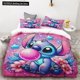 thumbnail image 2 of Duvet Cover Cute Cartoon Stitch Eating Strawberries Children's Adult Bedding Set One Duvet Cover Two Pillowcases Single Double, 2 of 5