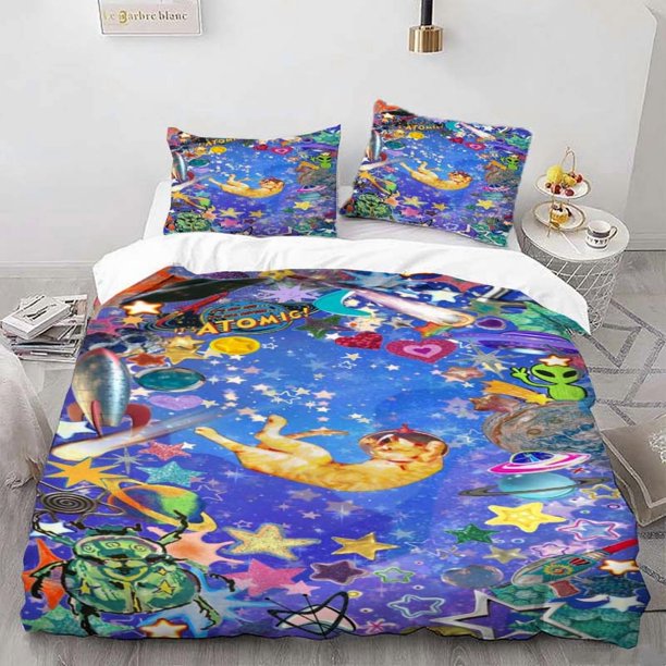 Space Fantasy Printed Duvet Cover Set Three-Piece Bedding Set with Duvet Cover and Pillowcases Soft and Comfortable for All Seasons