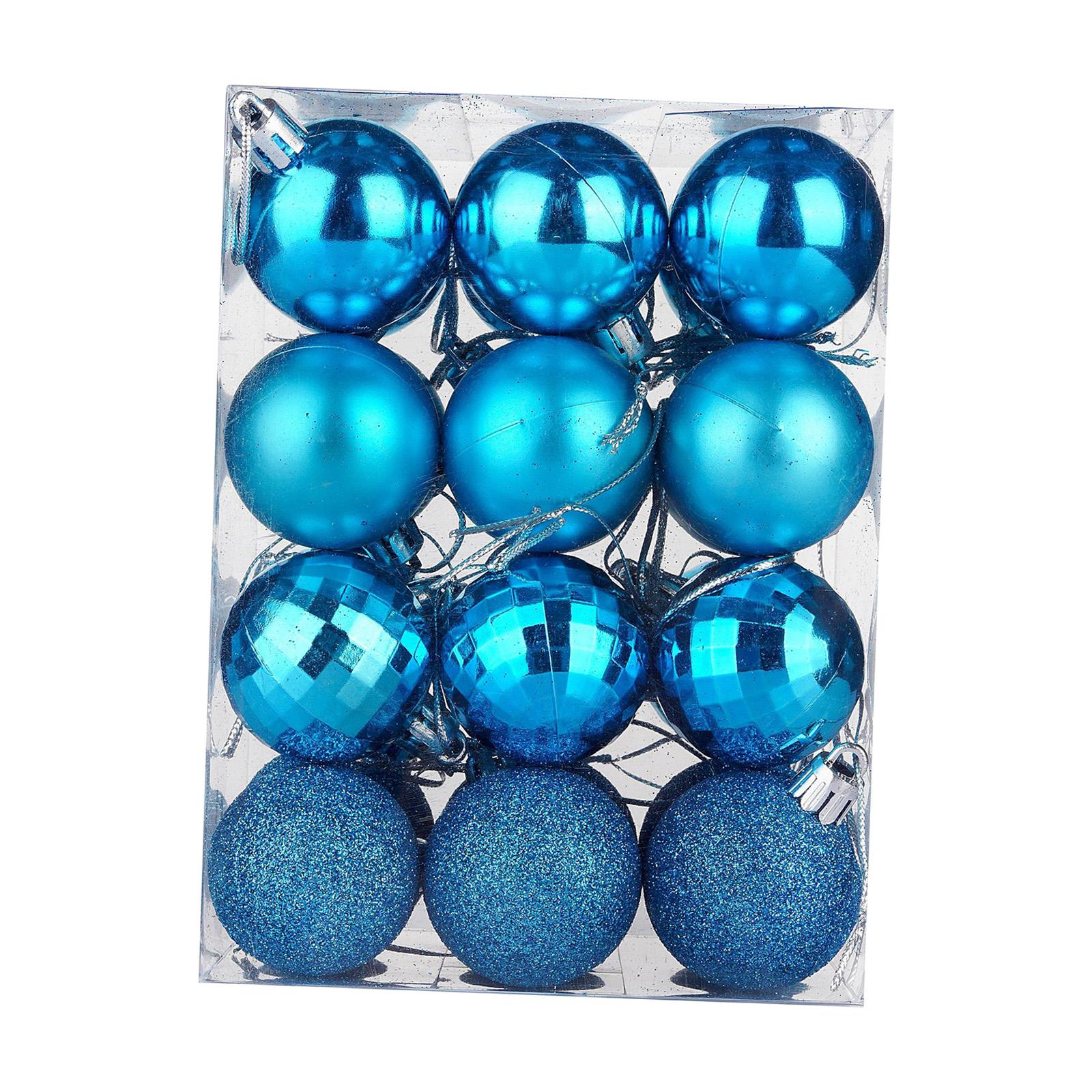 Magideal - 24 Piezas Bolas Colgantes Navideñas Decorativas Colgantes Árbol Navidad Ornamentos Reutilizables Resistentes Para Decoración Fiesta Cumpleaños Celebra Azul