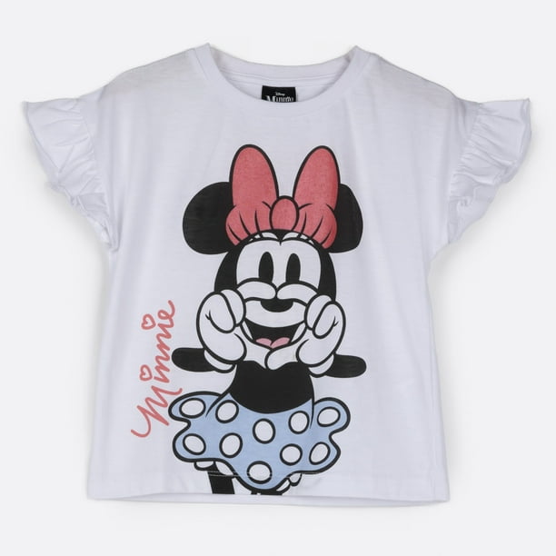 Polera Manga Corta Niña Vuelos Minnie Blanco Disney