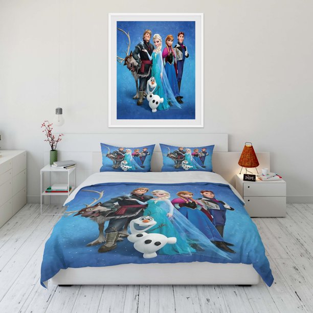 Frozen Elsa Printed Bedding Set Cartoon Microfiber Bed Set Pillowcase Adult Bed Cover Bedroom Bed Set Duvet Gift Bed Sheets
